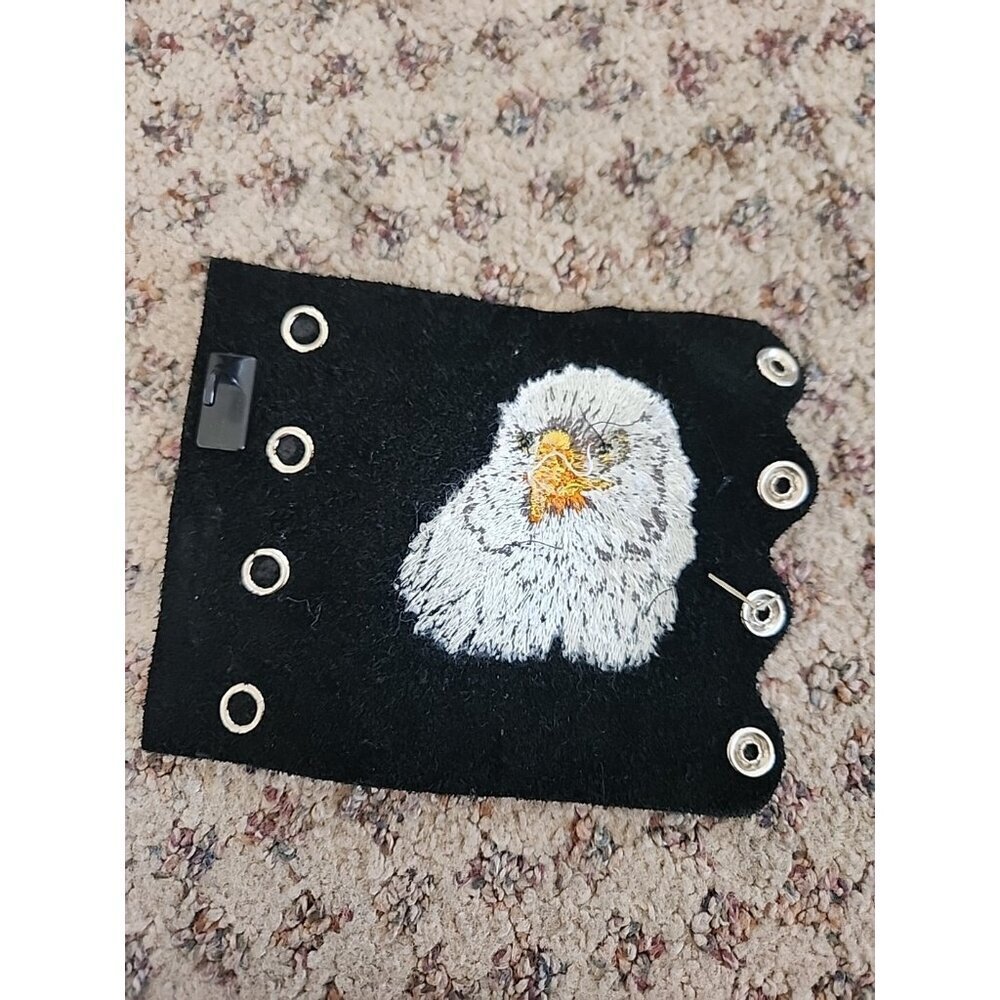 Genuine Harley Davidson Black Leather Ponytail Holder‎ Hair Gloves Rose & Eagle - Picture 5 of 5